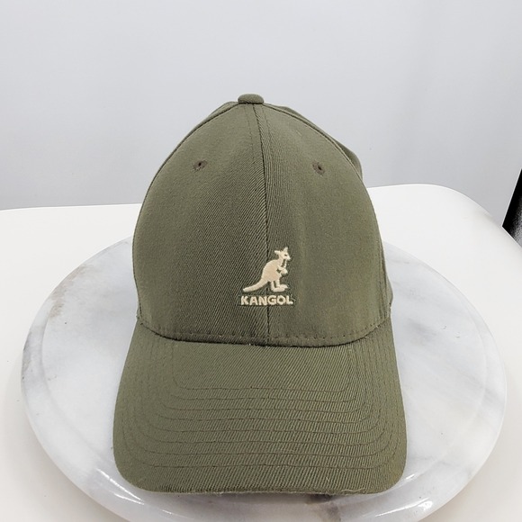 Kangol Other - Kangol Flexfit Wool Blend Baseball Cap Olive Green Kangaroo Logo Preppy L/XL